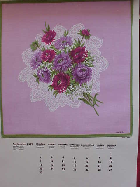 8 Vintage Hankys Hankies Handkerchiefs With 1973 Calendar