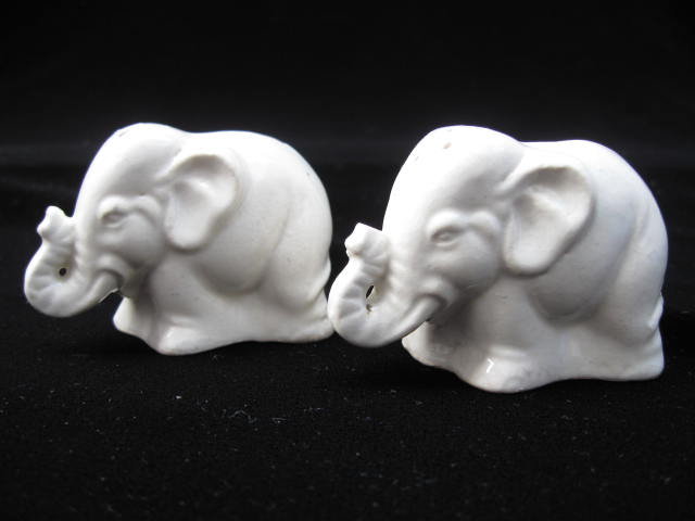 Vintage White Elephant Salt & Pepper Shakers