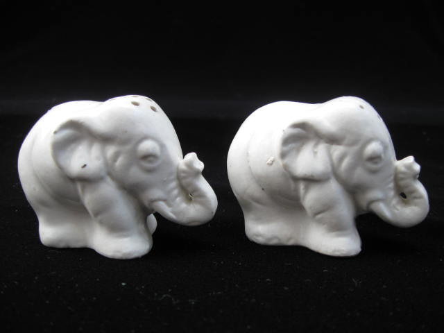 Vintage White Elephant Salt & Pepper Shakers