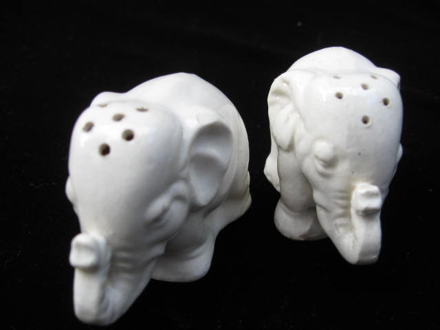 Vintage White Elephant Salt & Pepper Shakers