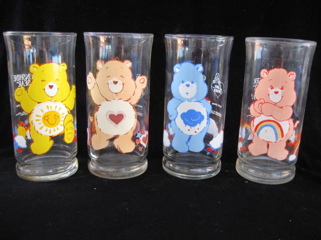Vintage Set Of 4 Care Bear Glasses Tumblers