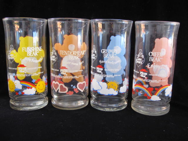 Vintage Set Of 4 Care Bear Glasses Tumblers