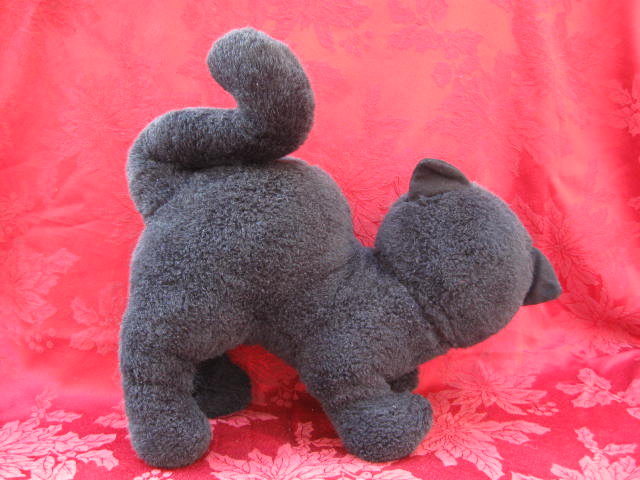 Vintage Chrisha Halloween Hunched Black Cat Plush