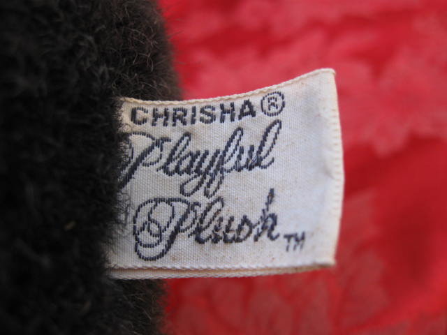 Vintage Chrisha Halloween Hunched Black Cat Plush