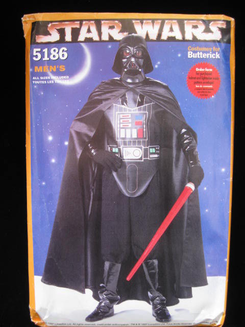 Butterick 5186 Star Wars Darth Vader Men's Halloween Costume Sewing Pattern