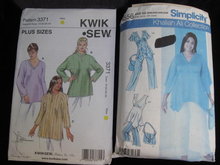 Lot of 2 Sewing Patterns Women's Simplicity 4556 & Kwik Sew 3371 Pants Tunic & Bag Size 26W - 32W 1X - 4X