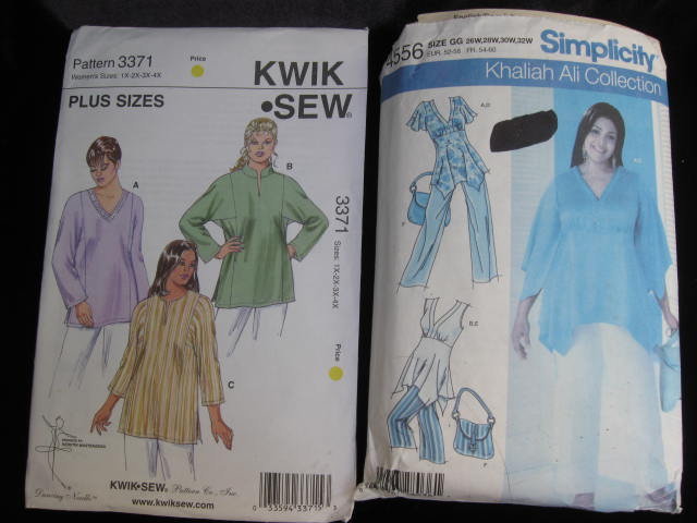 Lot of 2 Sewing Patterns Women's Simplicity 4556 & Kwik Sew 3371 Pants Tunic & Bag Size 26W - 32W 1X - 4X