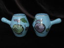 Vintage Blue Fruit Art Deco Salt & Pepper Shakers