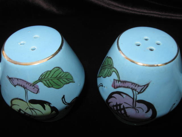 Vintage Blue Fruit Art Deco Salt & Pepper Shakers