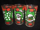 Set of (8) Vintage Hazel Atlas Merry Christmas Happy New Years Tumblers
