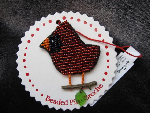 Hallmark Beaded Red Northern Cardinal Brooch or Ornament 2008