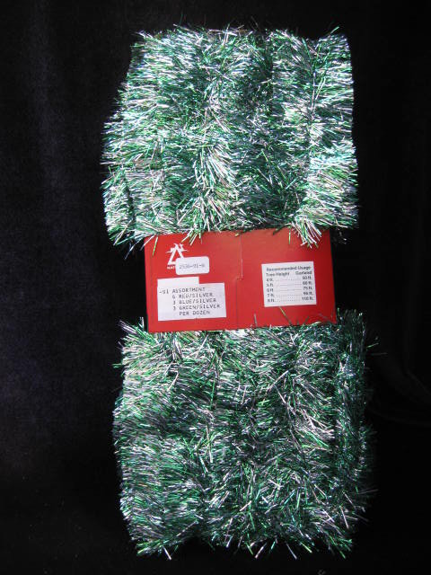 New 24 ' Vintage Velvet Green & Silver Tinsel