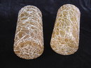 2 Gold & White Eames Era Tumblers Spaghetti String Rubber Coated Tumblers Glasses