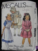 Vintage McCall's 8686 Little House On The Prairie Children's & Girls Dress Pinafore Bonnet & Tie Belt Sewing Pattern