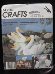 New Vintage McCall's Crafts 2146 Swan Duck Pig, Lamb Penguin Animal Package Sewing Pattern