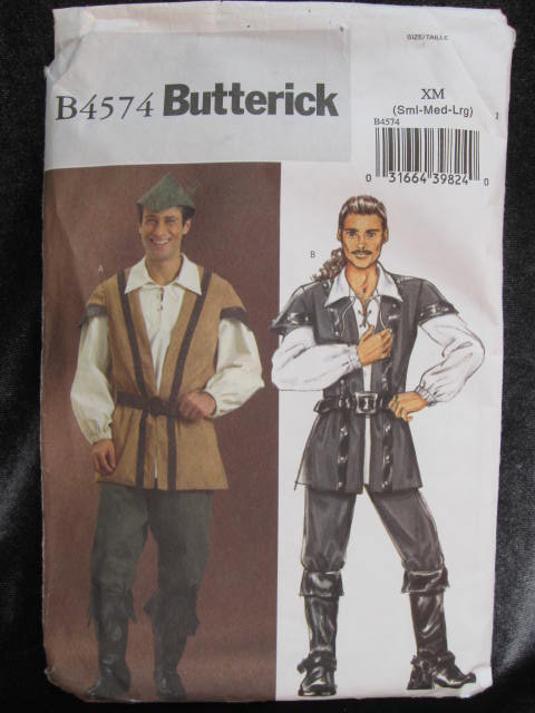 New Butterick B4574 Men's Robin Hood Pirate Halloween Costume Sewing Pattern