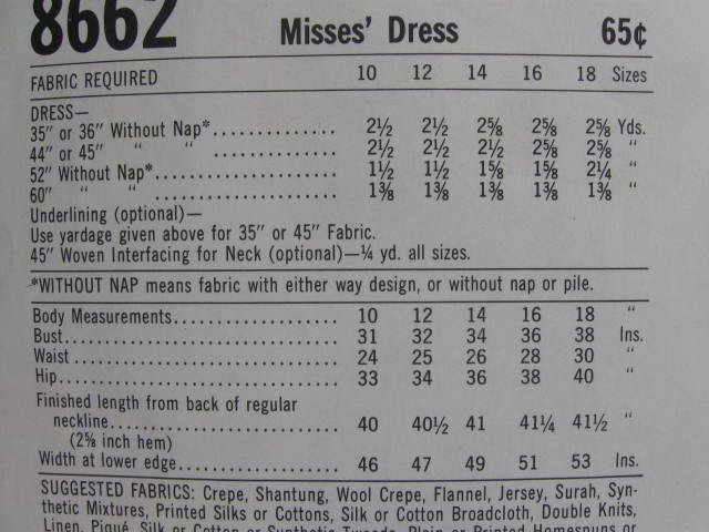 New Vintage McCall's 8662 Misses' Shift Dress Sewing Pattern 1960's
