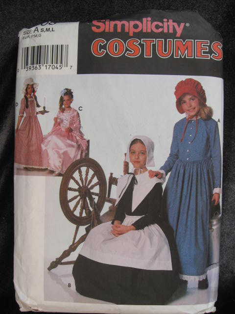 Simplicity 9708 Girl's Puritan, Centennial Frontier 18th & 19th Century Halloween Costume Sewing Pattern
