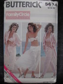 New Vintage Butterick 5674 Misses' Summer Shirt, Bra, Pants & Skirt Sewing Pattern 1980's Beachwear or Cruise Wear