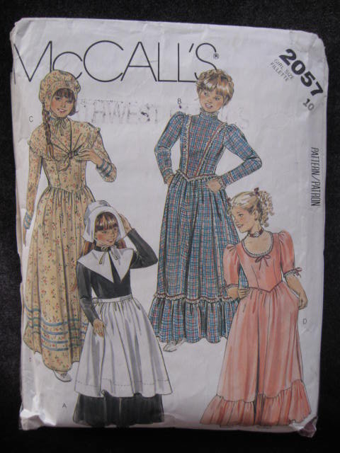 Vintage McCall's 2957 Girls' Frontier Pilgrim Halloween Costume Sewing Pattern