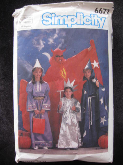 Vintage Simplicity 6672 Adults Devil Wizard Statue Of Liberty Witch Halloween Costume Sewing Pattern