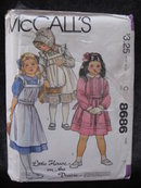 New Vintage McCall's 8686 Little House On The Prairie Children's & Girls Dress Pinafore Bonnet & Tie Belt Sewing Pattern