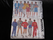 2 Vintage Butterick 4763 & 6893 Men's Summer Shorts Shorts Sportswear Sewing Pattern 1980's