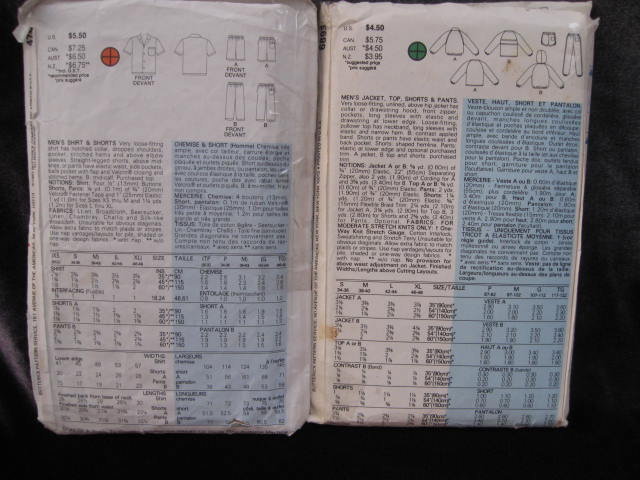 2 Vintage Butterick 4763 & 6893 Men's Summer Shorts Shorts Sportswear Sewing Pattern 1980's