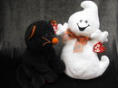 2 Ty Pluffies Pluffie Trickery The Halloween Black Cat & Frighten The Ghost Retired