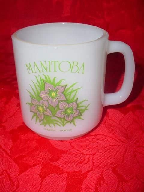 Manitoba, Canada Prairie Crocus Flower Milk Glass Mug