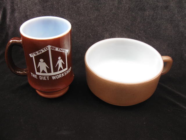 Fire King Fired On Chili Or Soup Bowl & The Diet Workshop Mug