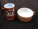 Fire King Fired On Chili Or Soup Bowl & The Diet Workshop Mug