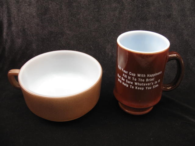 Fire King Fired On Chili Or Soup Bowl & The Diet Workshop Mug