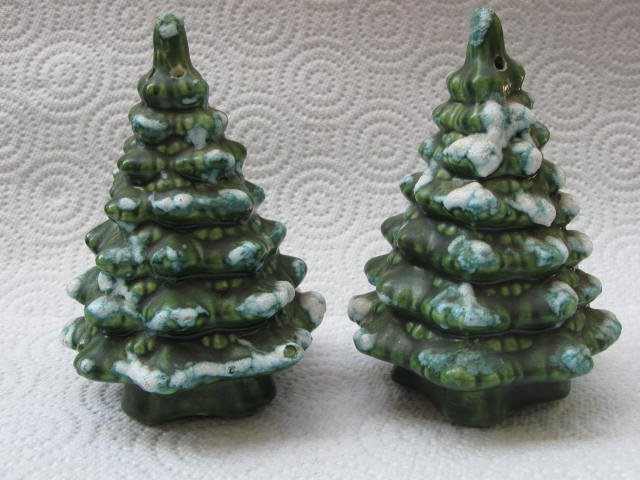 Vintage Evergreen Trees Christmas Salt & Pepper Shakers