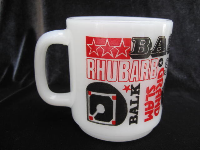 Vintage Baseball Mug Milk Glass With Slogans