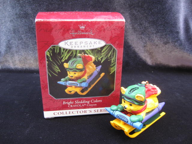 Hallmark 1998 Bright Sledding Colors Crayola Crayon 10th In Series Christmas Tree Ornament