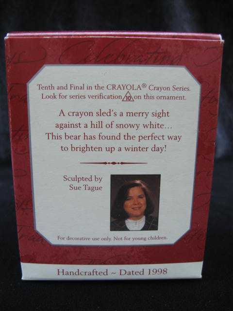 Hallmark 1998 Bright Sledding Colors Crayola Crayon 10th In Series Christmas Tree Ornament