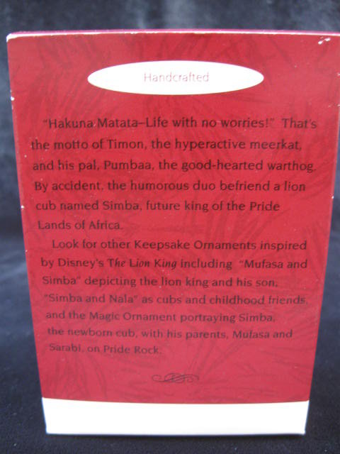 Hallmark 1994 Timon and Pumbaa The Lion King Christmas Tree Ornament