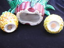 Vintage 3 Piece Set Pineapple With Holder Salt & Pepper Shakers