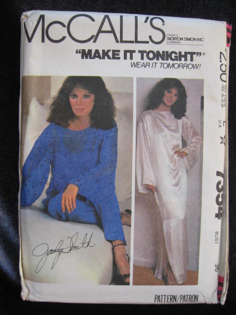 New Vintage McCall's 7364 Jacqueline Smith Cover Up Dress or Top & Pants Sewing Pattern 1980's