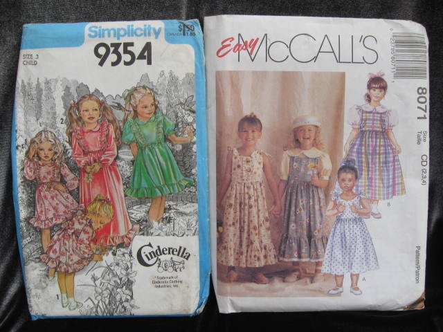 Lot of 2 New Vintage Simplicity 9354 & McCall's 8191 Girls Jumper Sundress Blouse Patterns 1970's & 90's