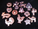 Lot of 14 Vintage Copper Colored Cookie Cutters