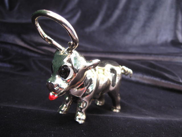 Vintage Gold Tone Bull Bottle Opener & Corkscrew