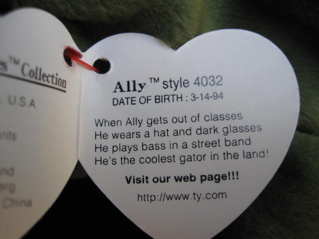 Ty Ally The Alligator Retired Beanie Baby