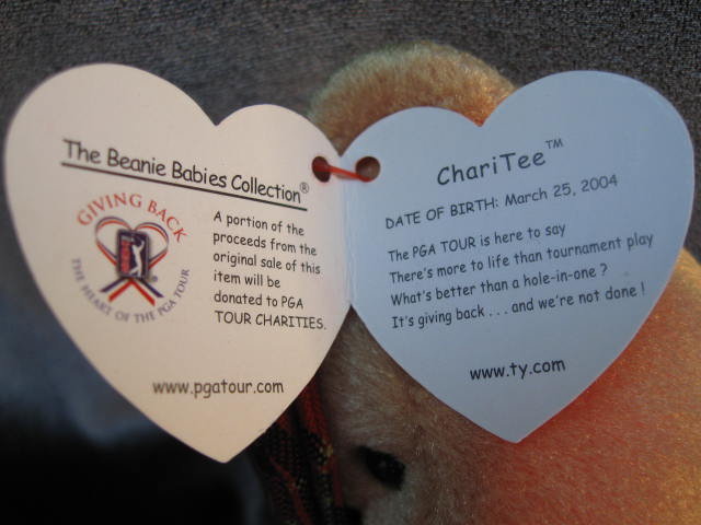 Ty ChariTee The PGA Charity Beanie Baby Golf Golfer Retired Bear