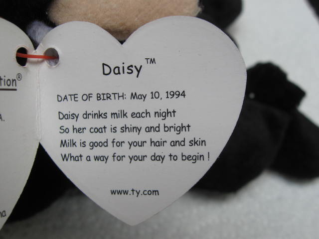 Ty Daisy The Black & White Cow Retired Beanie Baby