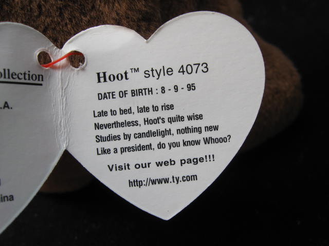 Ty Hoot The Owl Retired Beanie Baby