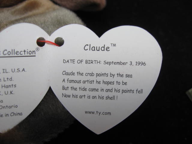 Ty Claude The Crab Retired Beanie Baby