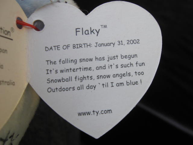 Ty Flaky The Snowflake Bear Beanie Baby