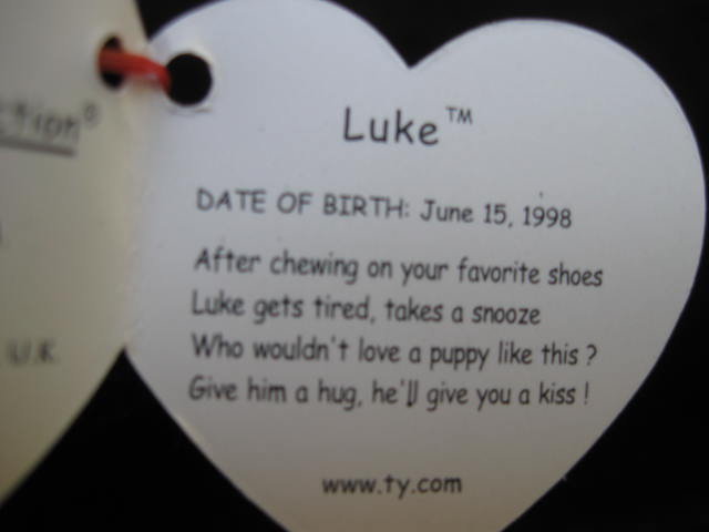Ty Luke The Black Lab Pup Puppy Dog Retired Beanie Baby